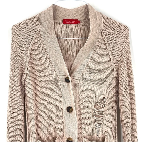 N: PHILANTHROPY Milan Distressed Button Front Cardigan - Picture 4 of 9